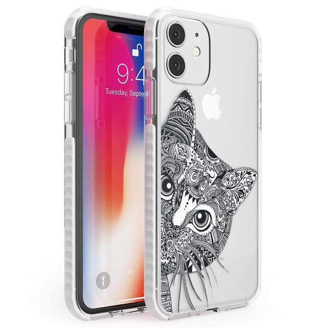 Henna Cat Phone Case iPhone 11 / Impact Case,iPhone 12 / Impact Case,iPhone 12 Mini / Impact Case Blanc Space