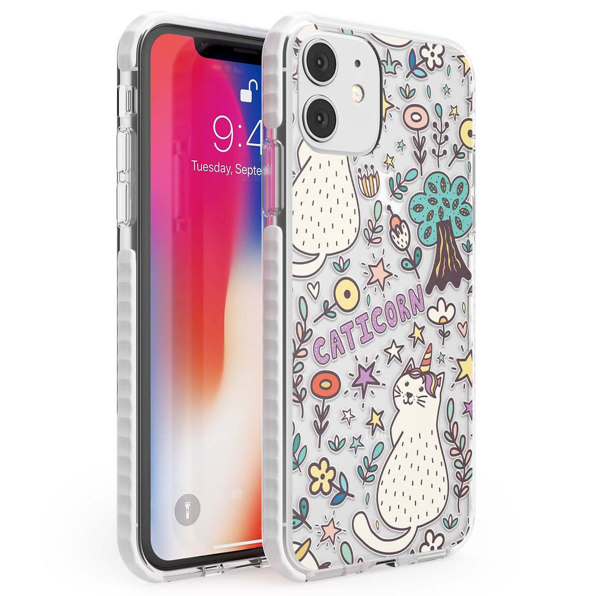 Caticorn pattern Phone Case iPhone 11 / Impact Case,iPhone 12 / Impact Case,iPhone 12 Mini / Impact Case Blanc Space