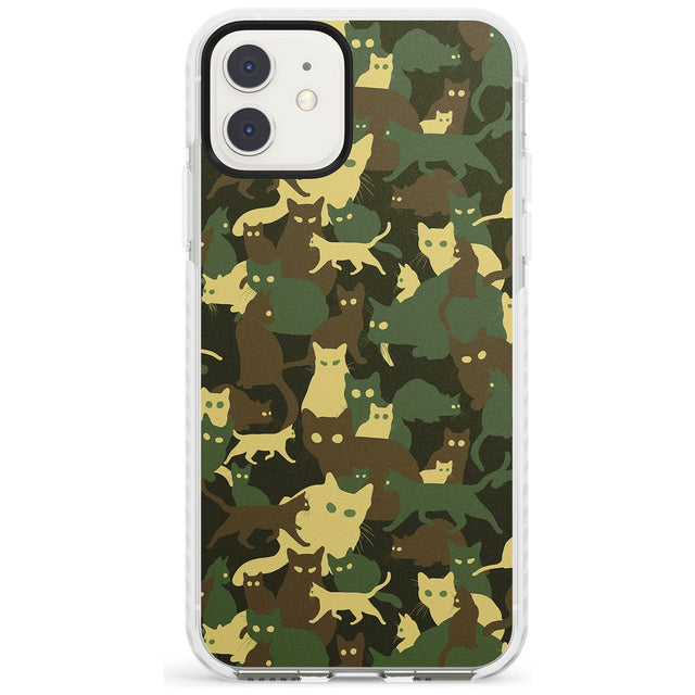 Forest Green Cat Camouflage Pattern Impact Phone Case for iPhone 11