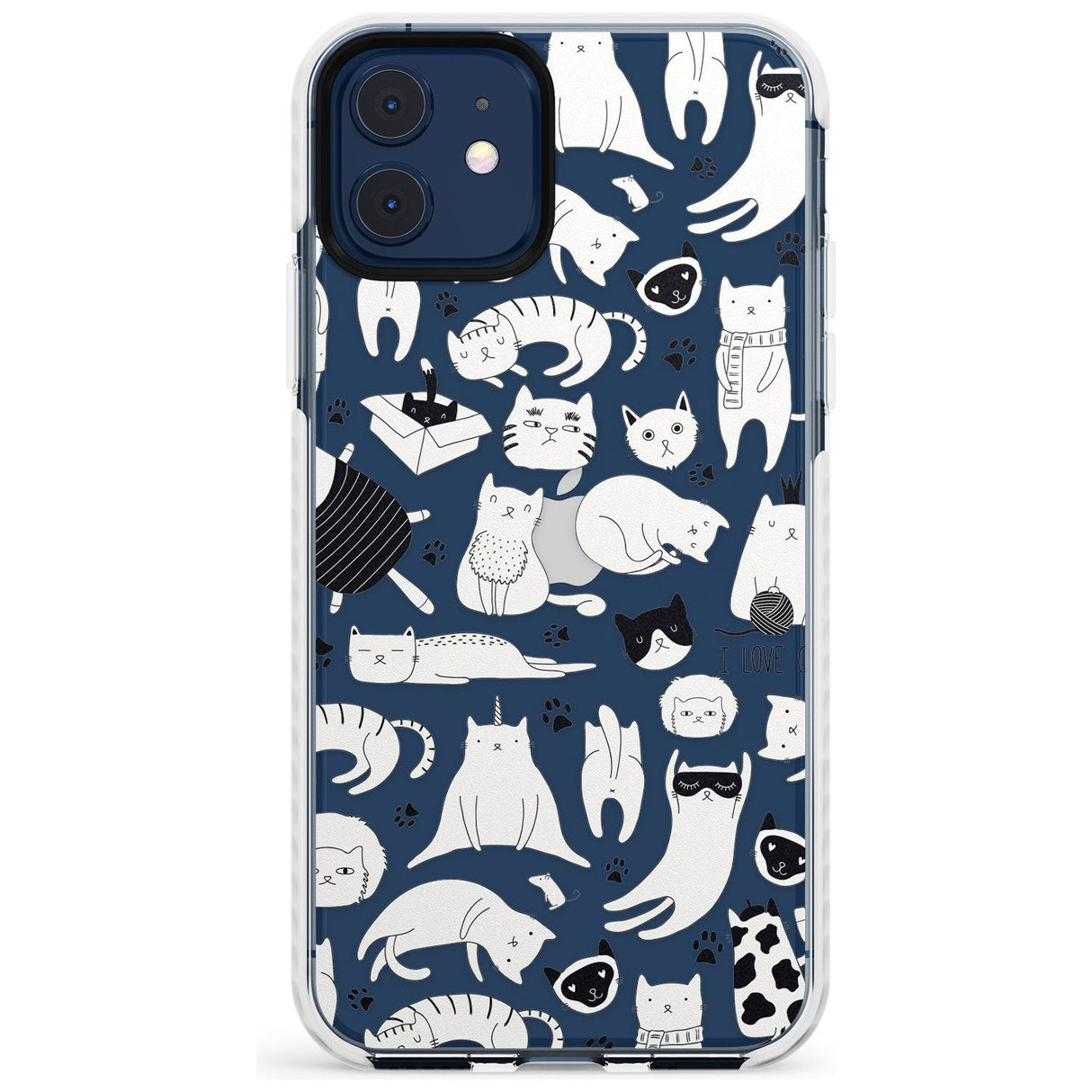 Cartoon Cat Collage - Black & White Slim TPU Phone Case for iPhone 11