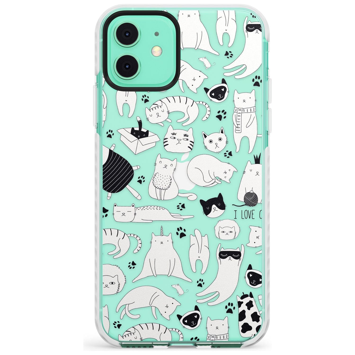 Cartoon Cat Collage - Black & White Slim TPU Phone Case for iPhone 11