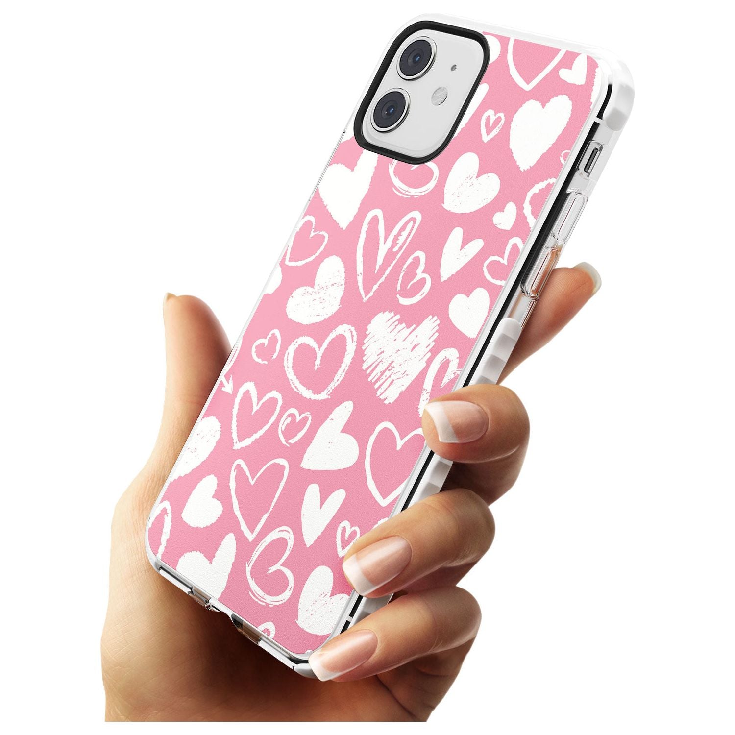 Chalk Hearts Impact Phone Case for iPhone 11