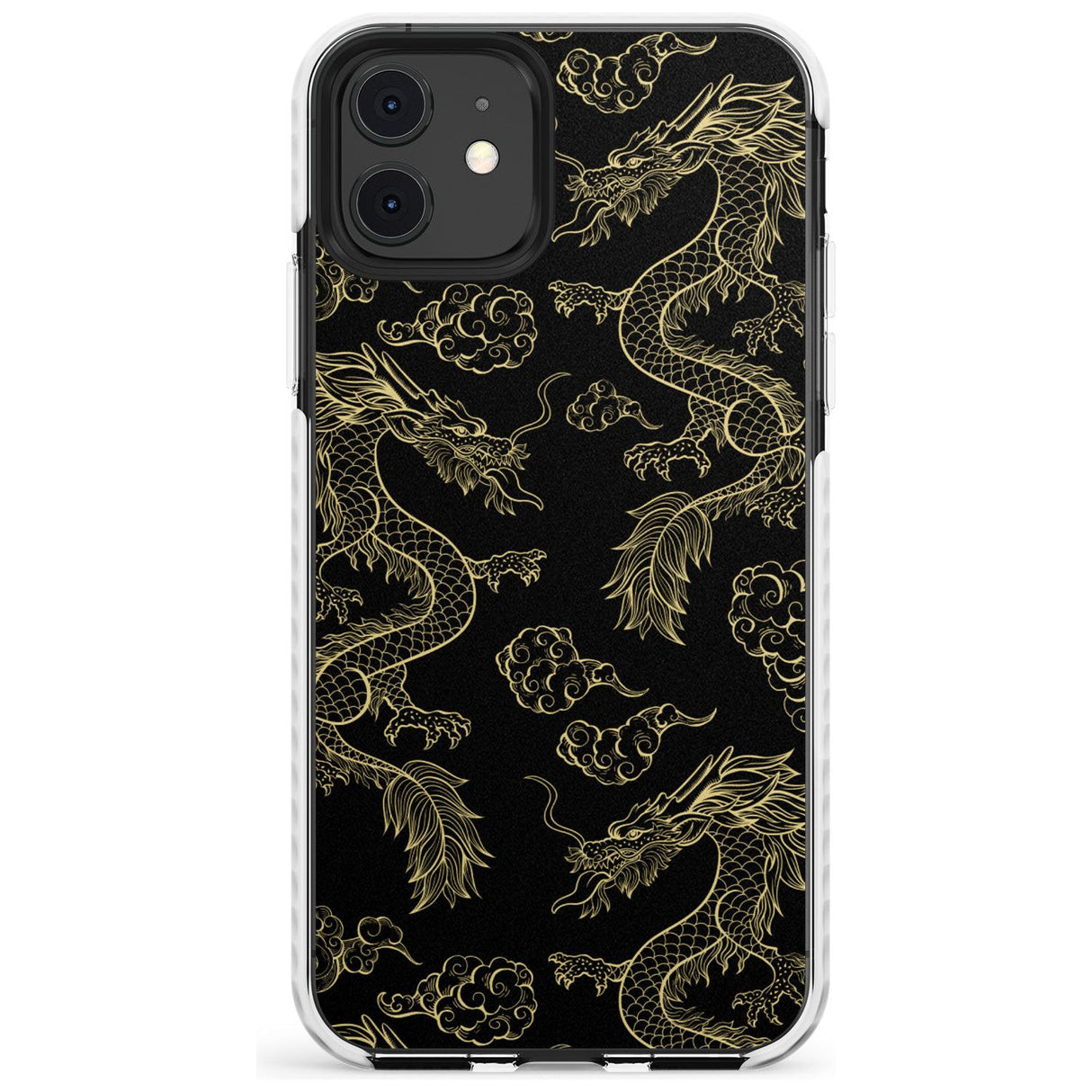 Black and Gold Dragon Pattern Impact Phone Case for iPhone 11