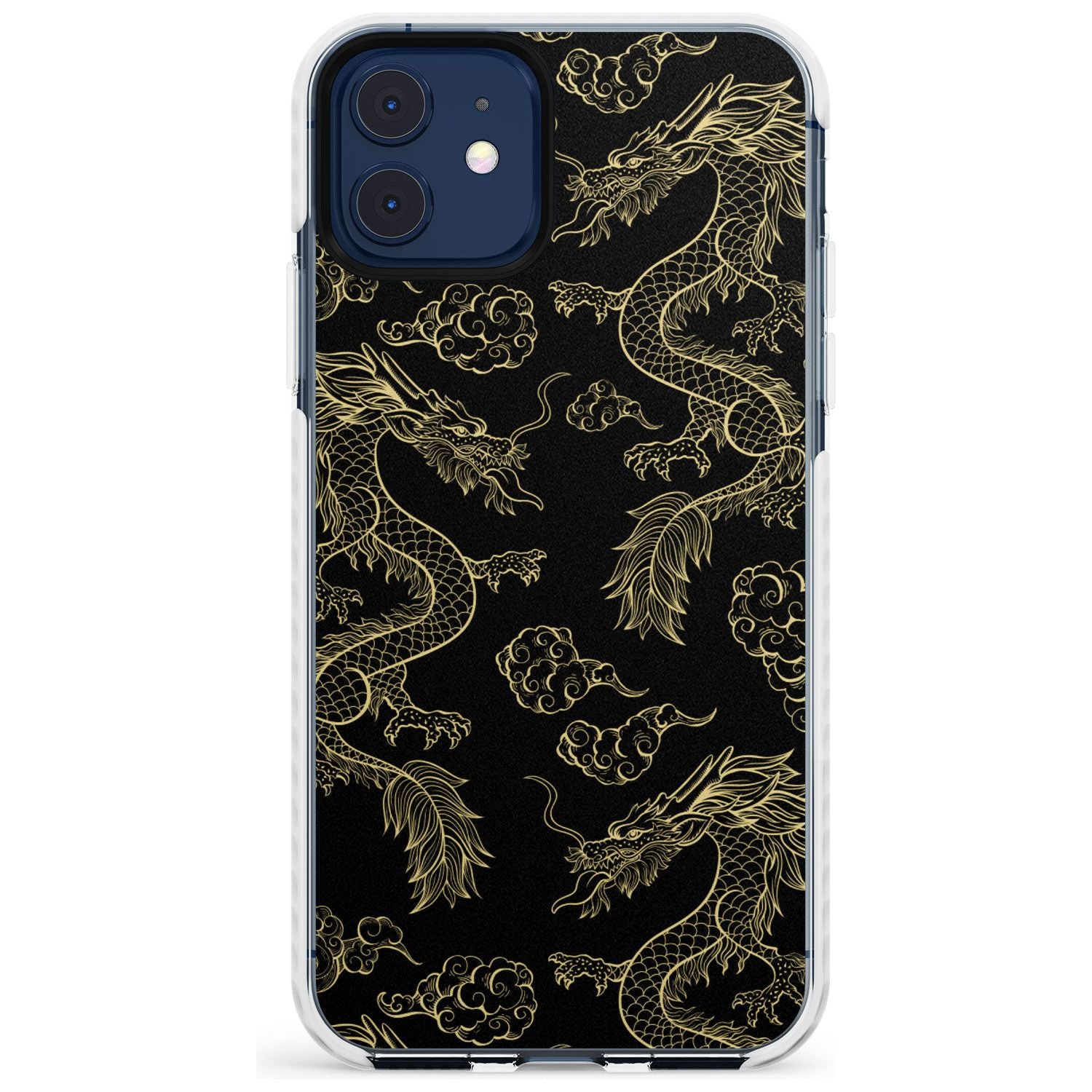 Black and Gold Dragon Pattern Impact Phone Case for iPhone 11