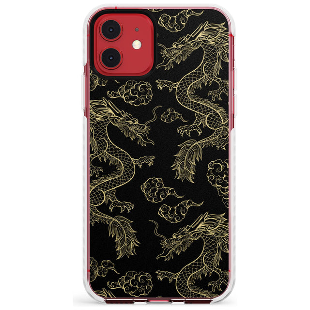 Black and Gold Dragon Pattern Impact Phone Case for iPhone 11