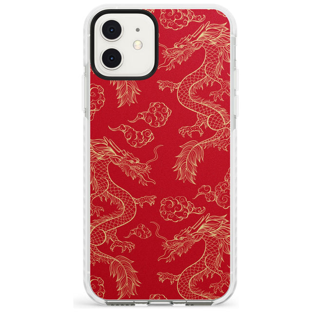 Red and Gold Dragon Pattern Impact Phone Case for iPhone 11