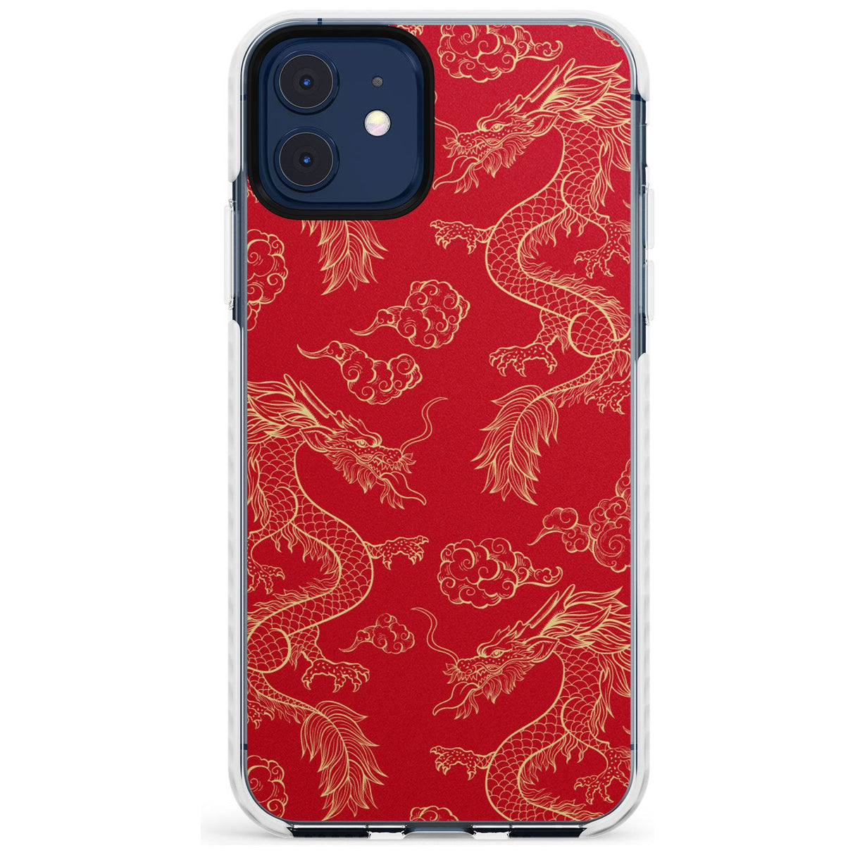 Red and Gold Dragon Pattern Impact Phone Case for iPhone 11