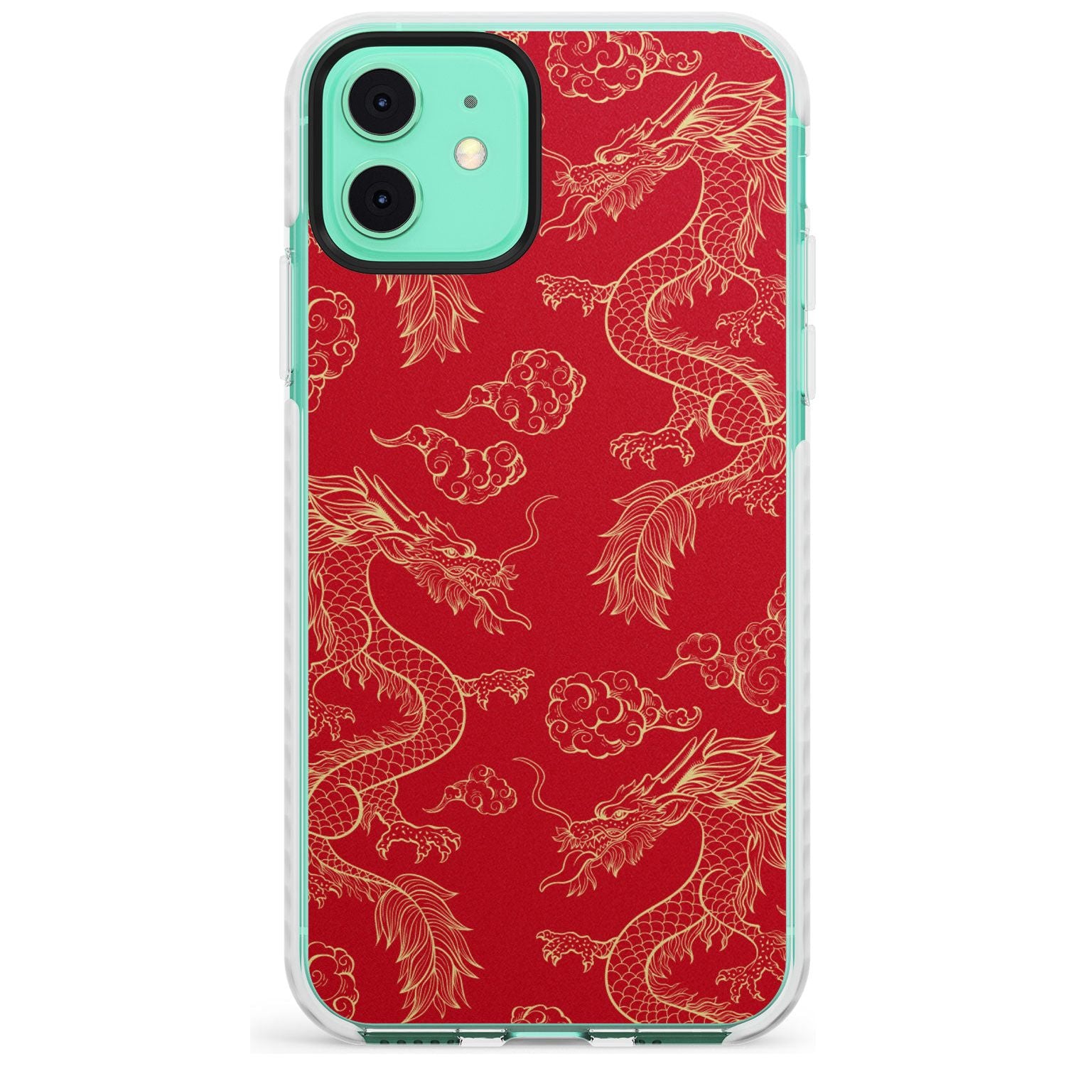 Red and Gold Dragon Pattern Impact Phone Case for iPhone 11