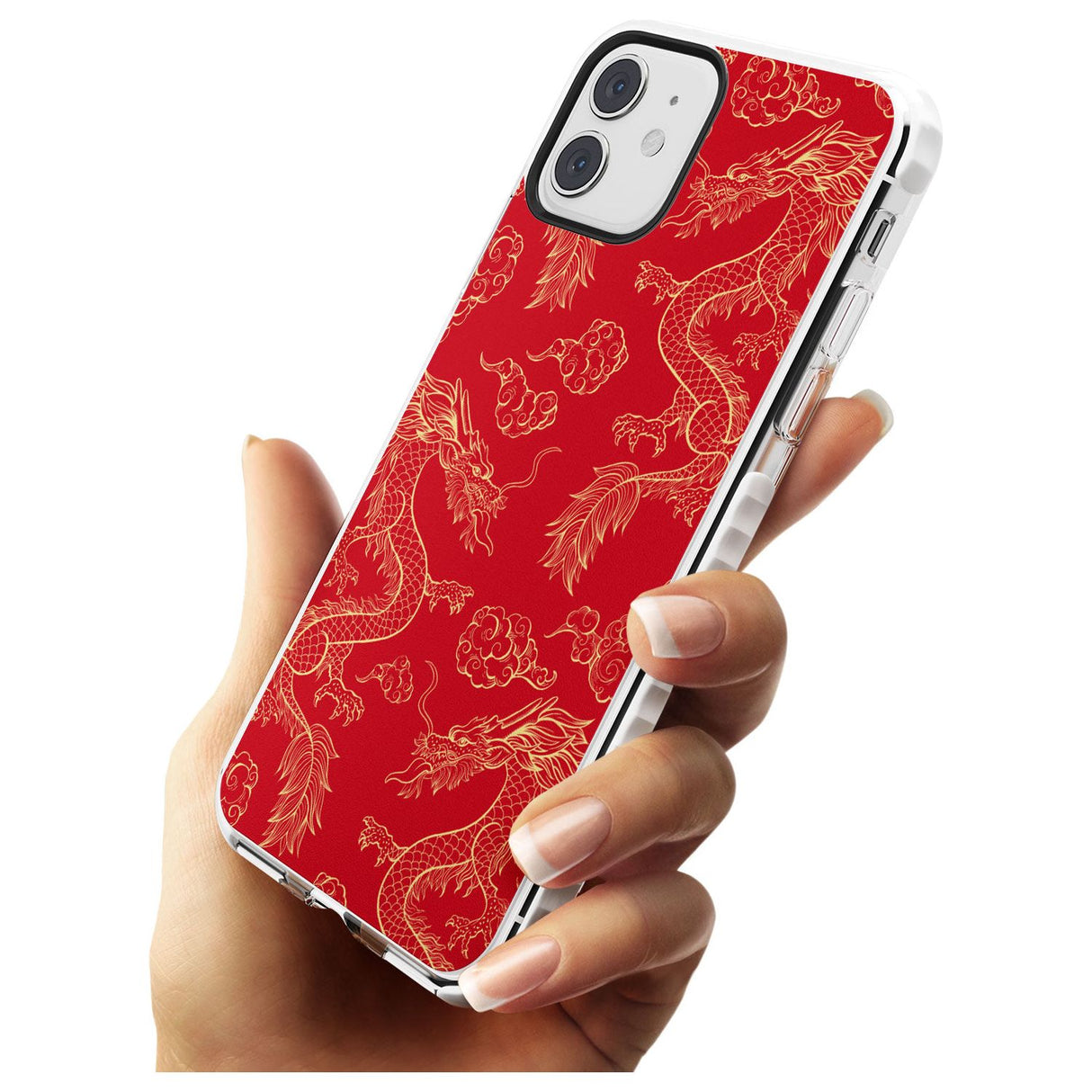 Red and Gold Dragon Pattern Impact Phone Case for iPhone 11