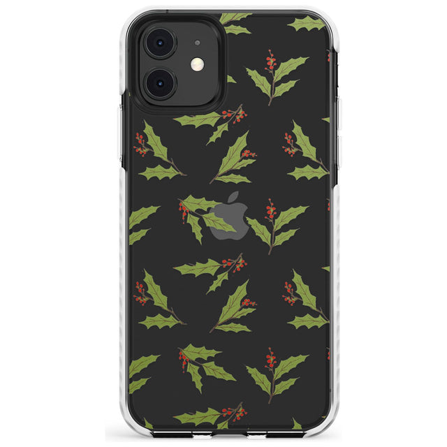 Christmas Holly Pattern Impact Phone Case for iPhone 11