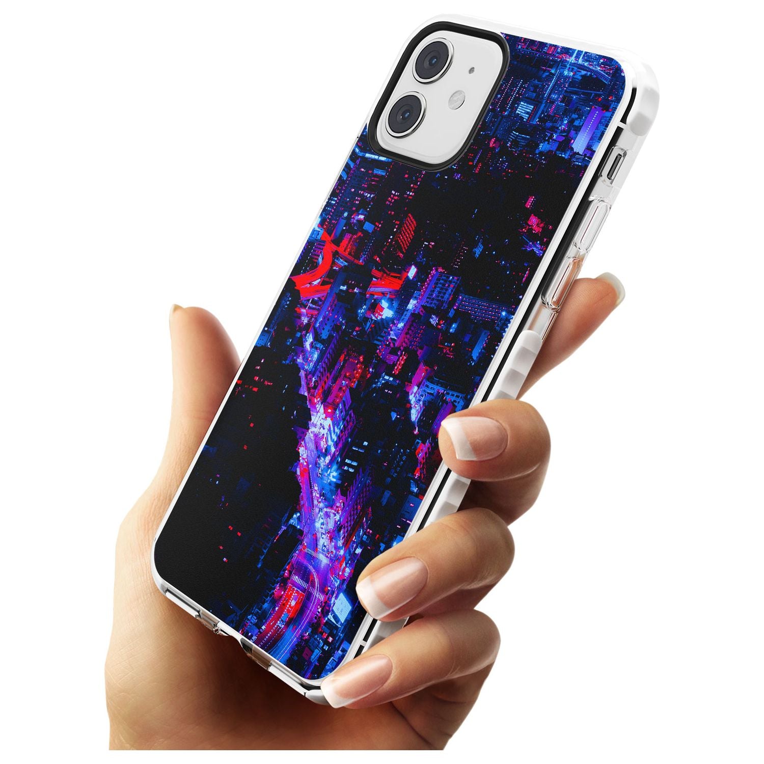 Arial City View - Neon Cities Photographs Impact Phone Case for iPhone 11