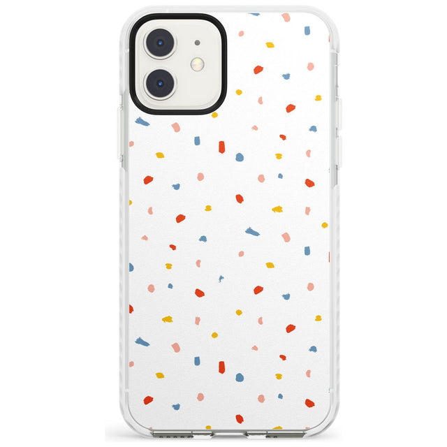 Confetti Print on Solid White Impact Phone Case for iPhone 11