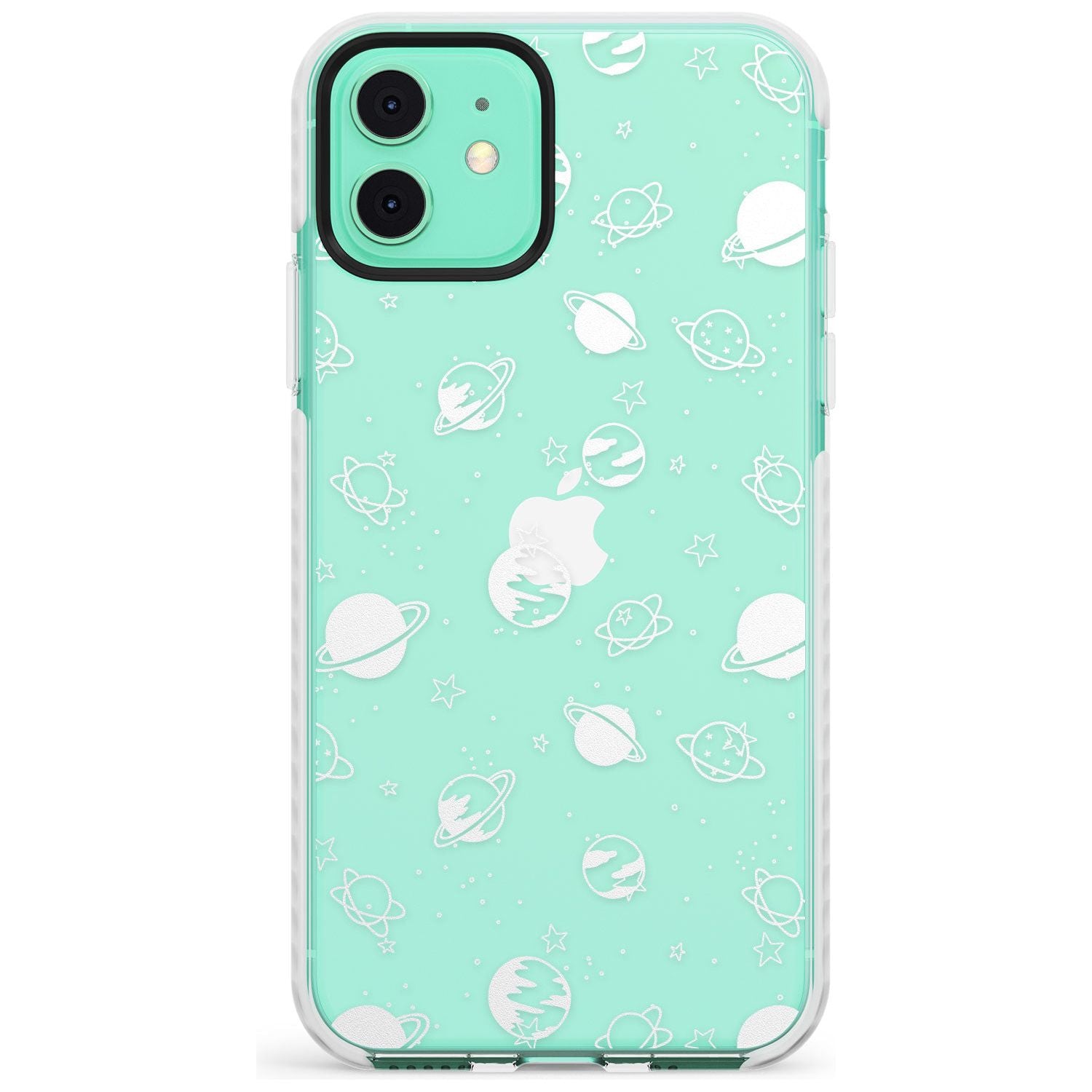 White Planets on Clear Slim TPU Phone Case for iPhone 11