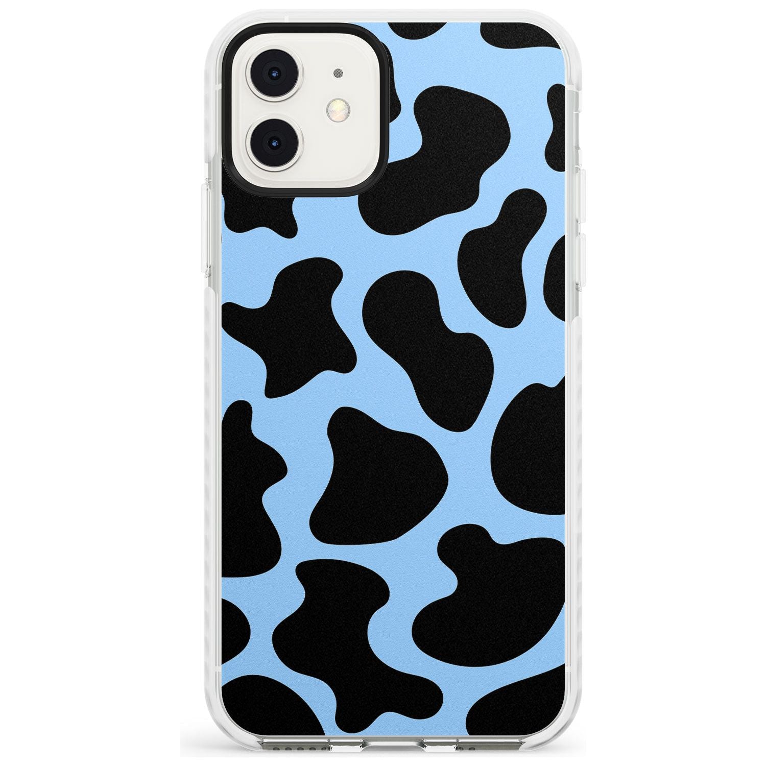 Blue and Black Cow Print Impact Phone Case for iPhone 11
