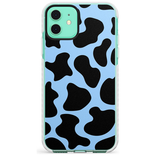 Blue and Black Cow Print Impact Phone Case for iPhone 11