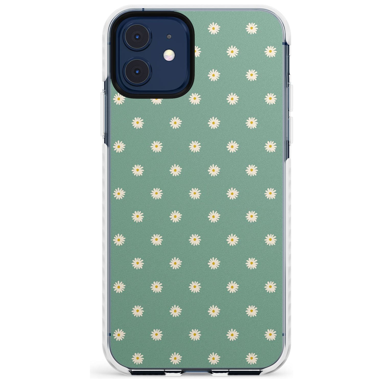 Daisy Pattern - Teal Cute Floral Daisy Design Slim TPU Phone Case for iPhone 11