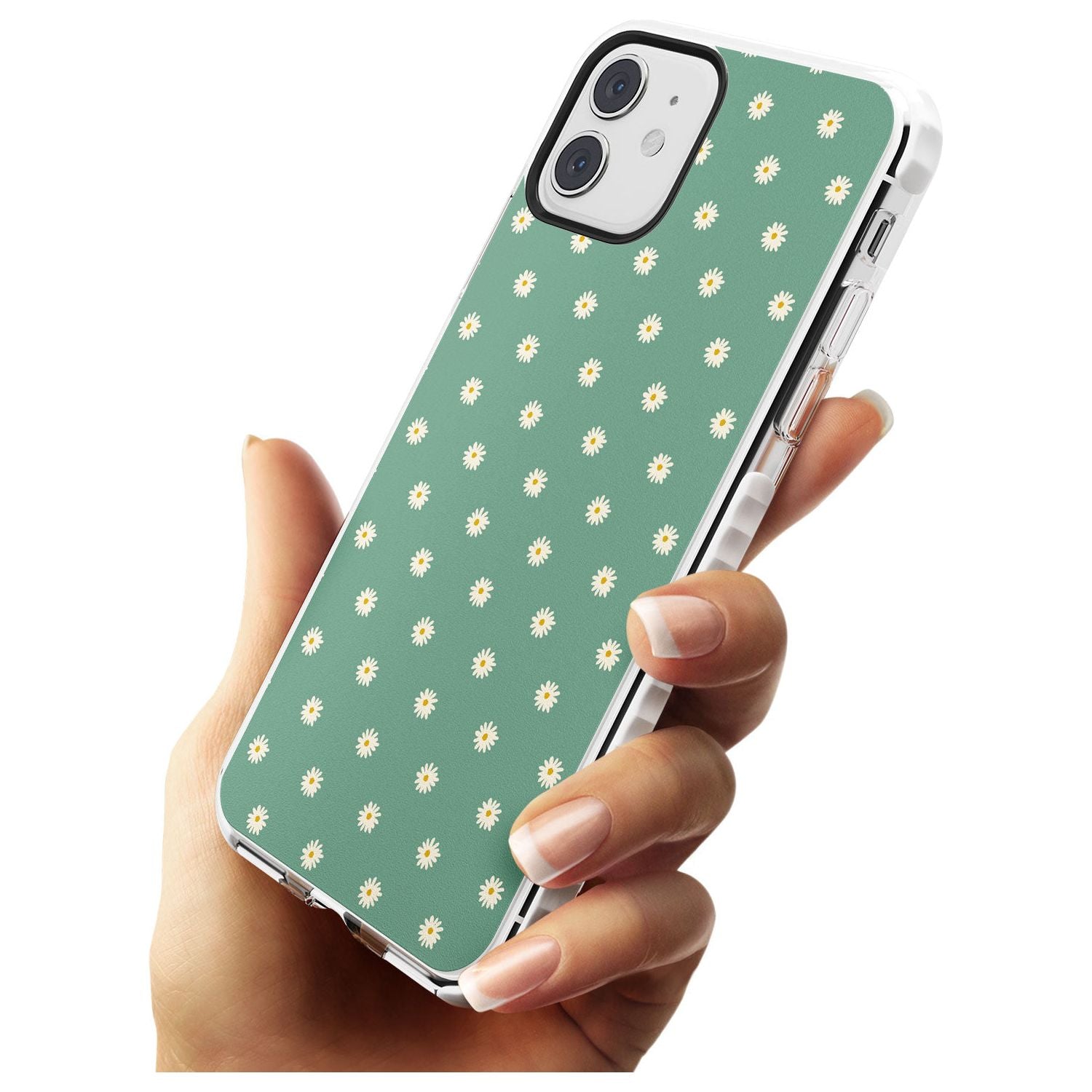 Daisy Pattern - Teal Cute Floral Daisy Design Slim TPU Phone Case for iPhone 11