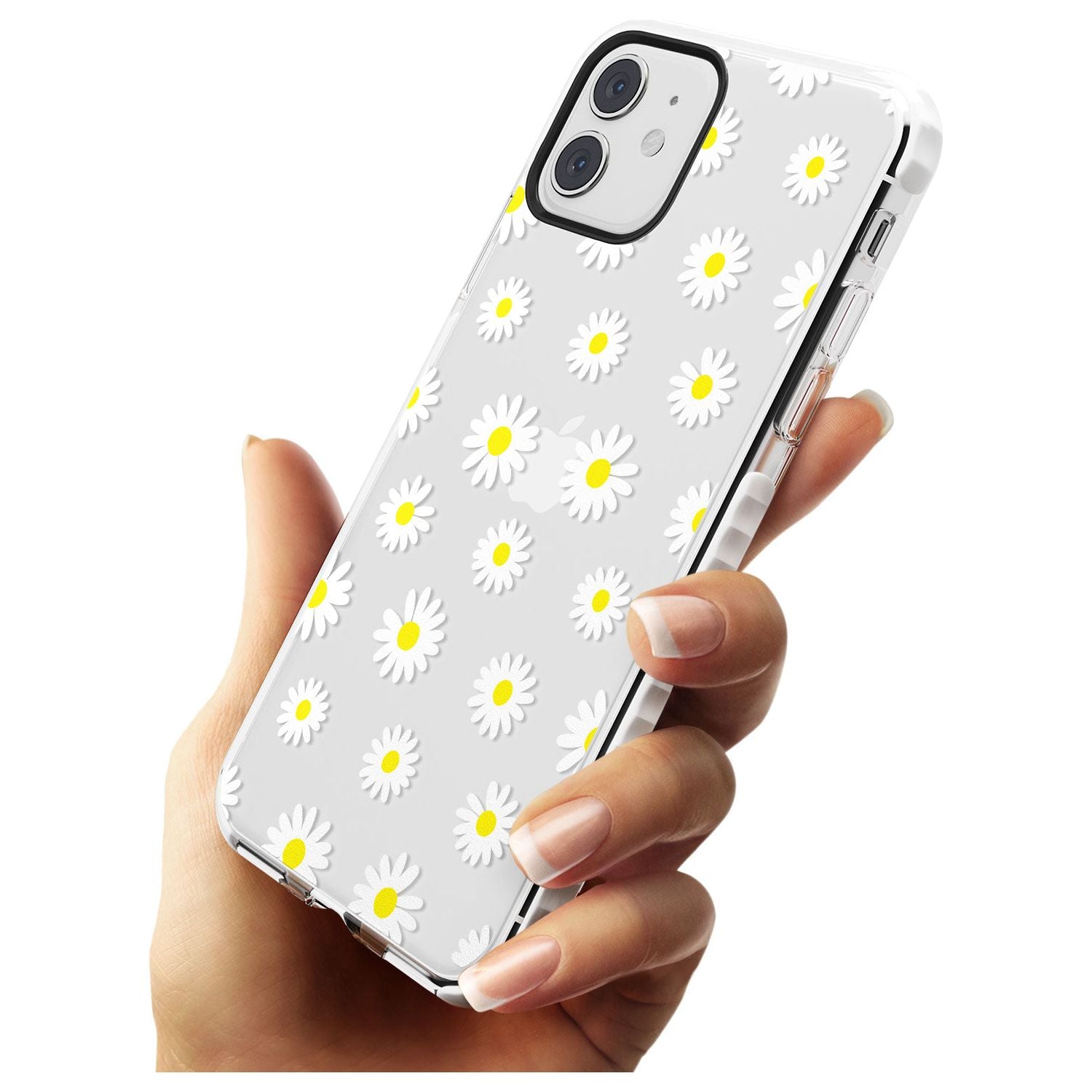 White Daisy Pattern (Clear) Impact Phone Case for iPhone 11