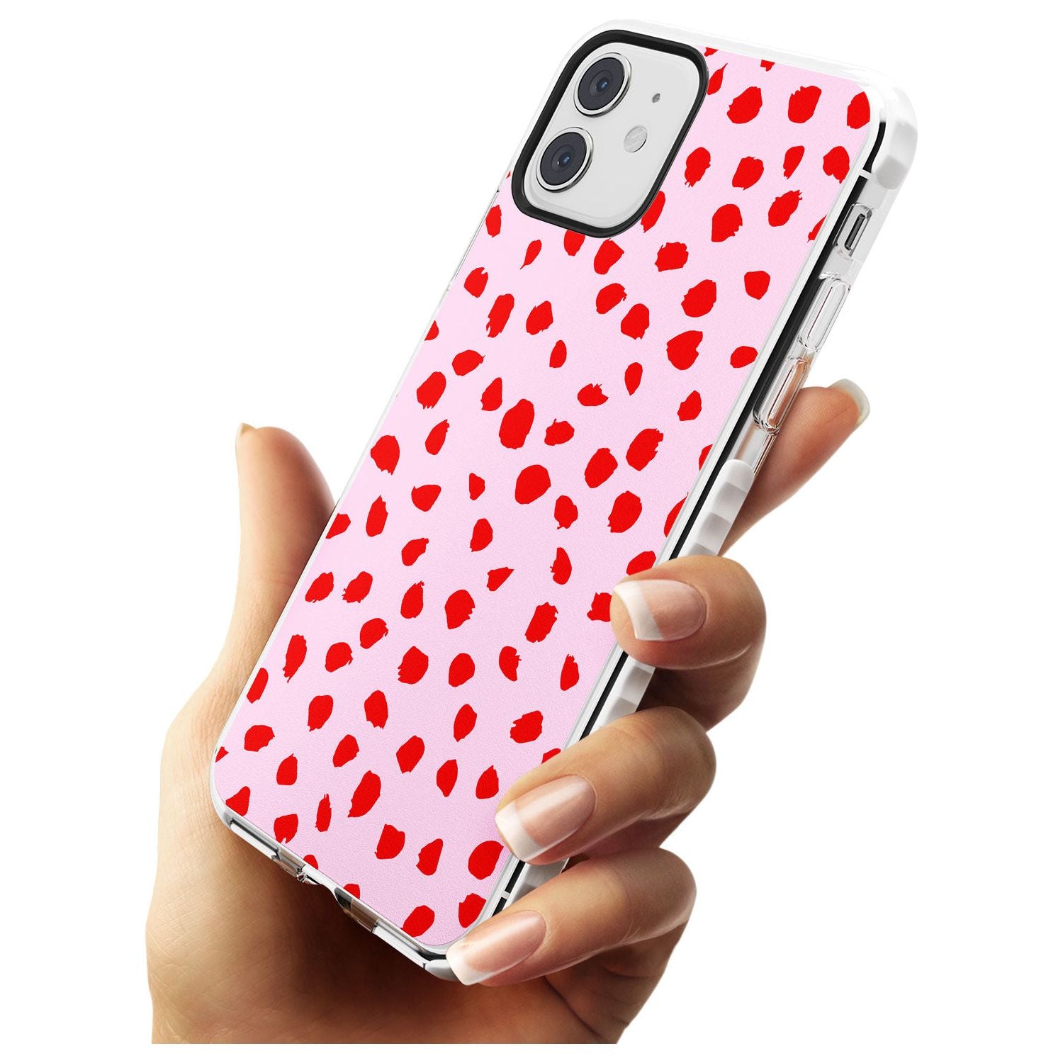 Red on Pink Dalmatian Polka Dot Spots Impact Phone Case for iPhone 11