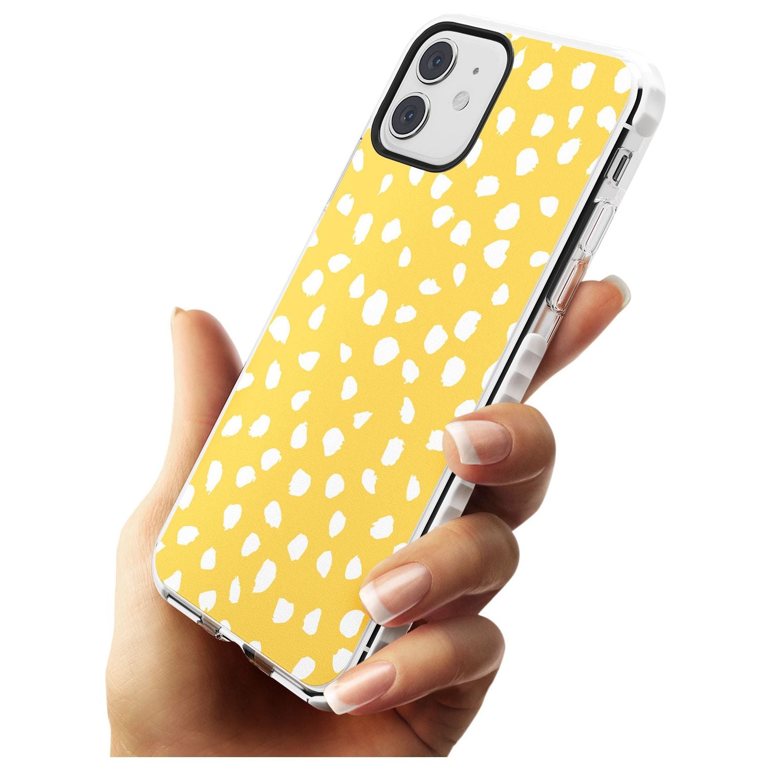 White on Yellow Dalmatian Polka Dot Spots Impact Phone Case for iPhone 11