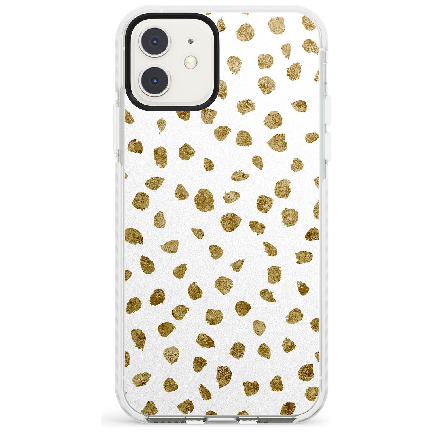 Gold Look on White Dalmatian Polka Dot Spots Impact Phone Case for iPhone 11