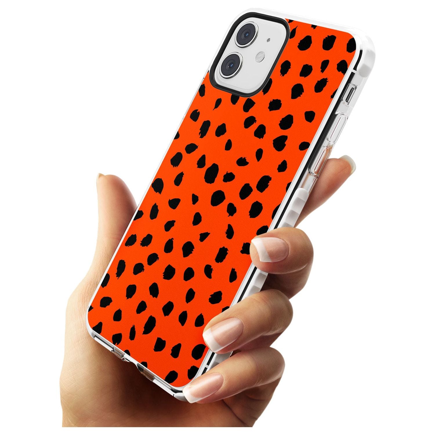 Black & Bright Red Dalmatian Polka Dot Spots Impact Phone Case for iPhone 11