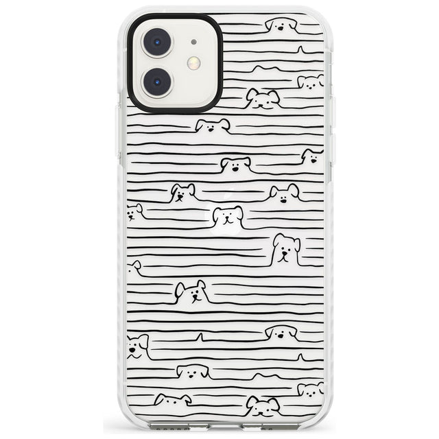 Dog Line Art - Black Impact Phone Case for iPhone 11
