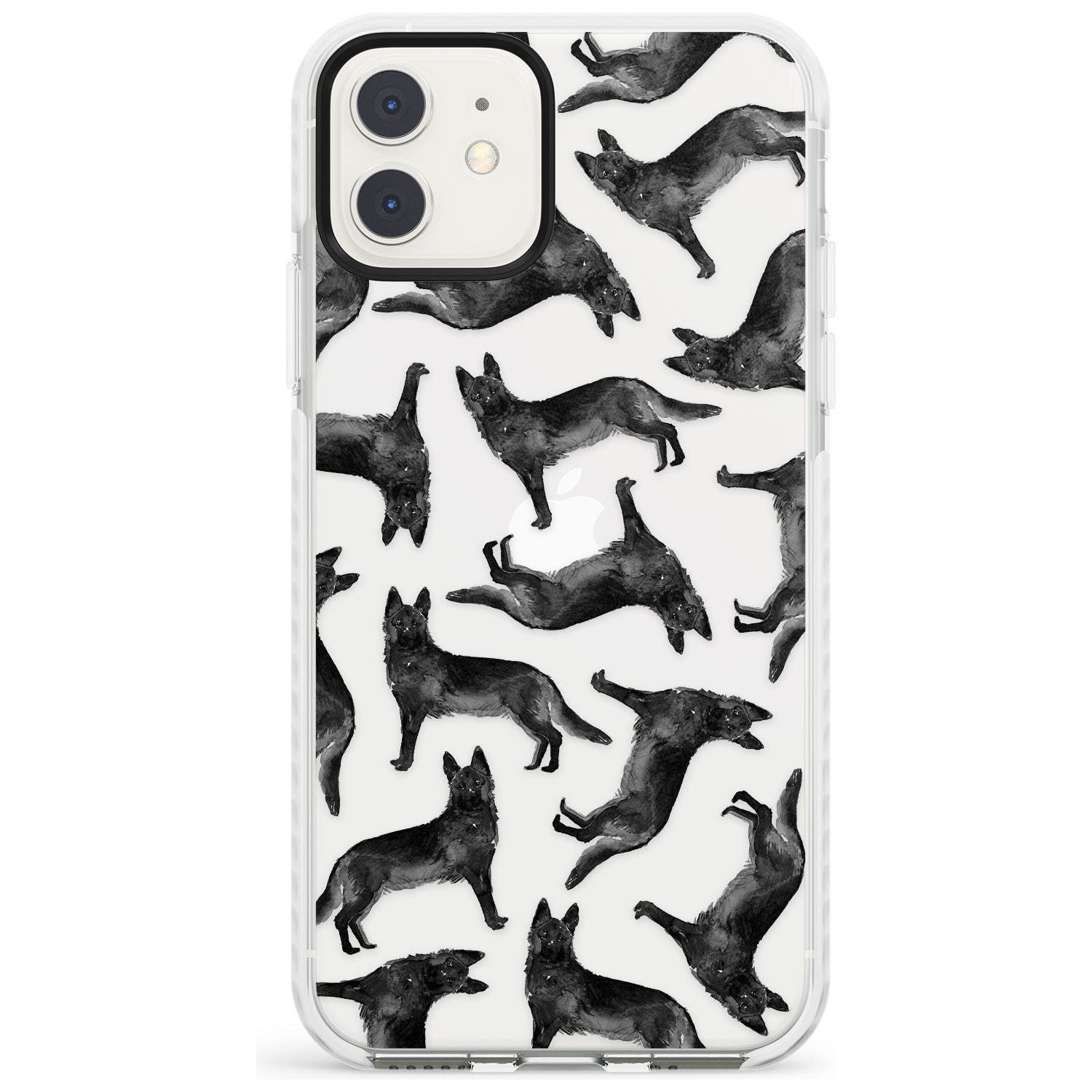 German Shepherd (Black) Watercolour Dog Pattern Impact Phone Case for iPhone 11
