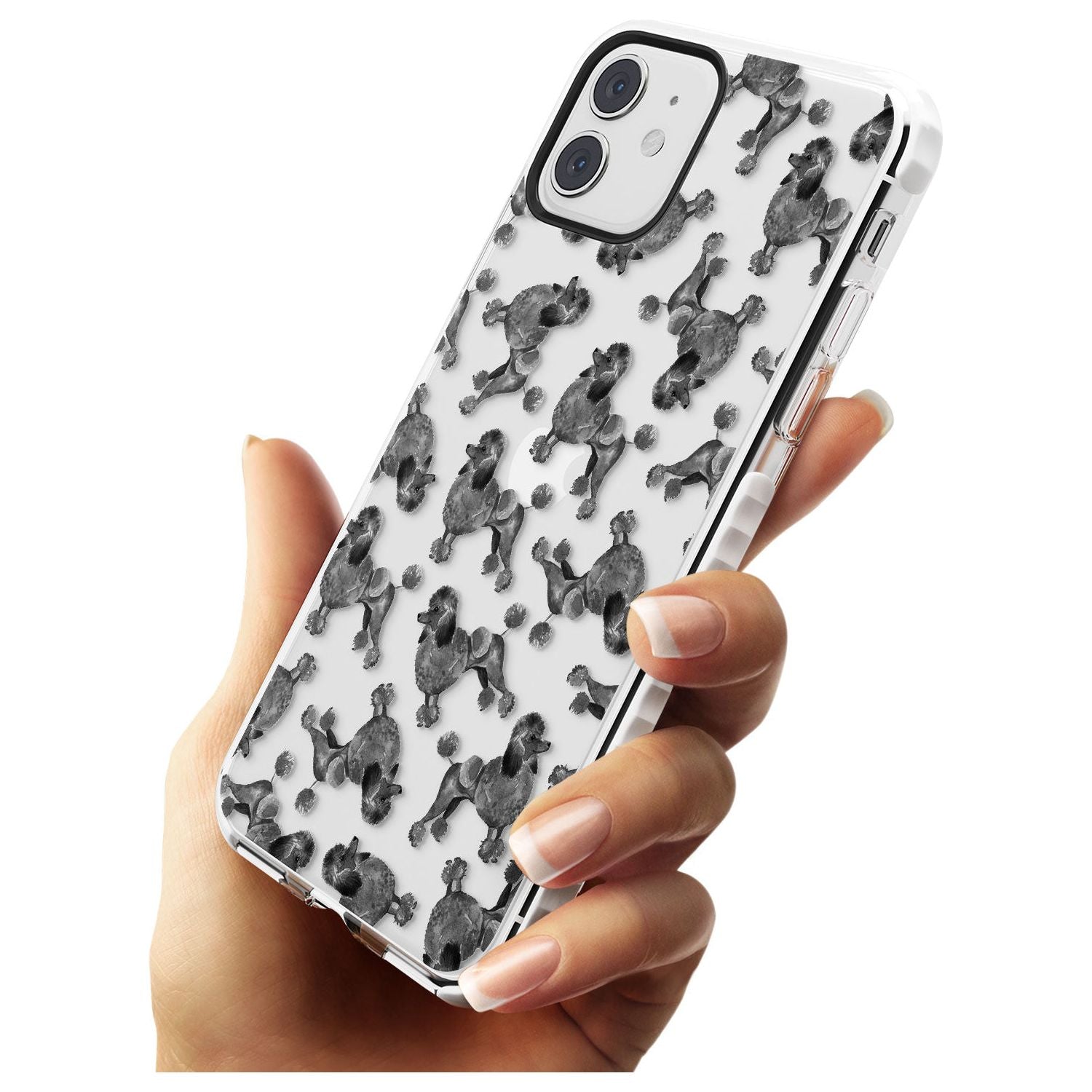 Poodle (Black) Watercolour Dog Pattern Impact Phone Case for iPhone 11