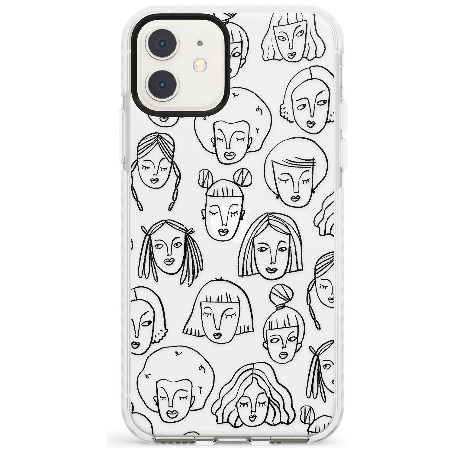 Girl Portrait Doodles Impact Phone Case for iPhone 11