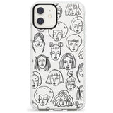 Girl Portrait Doodles Impact Phone Case for iPhone 11