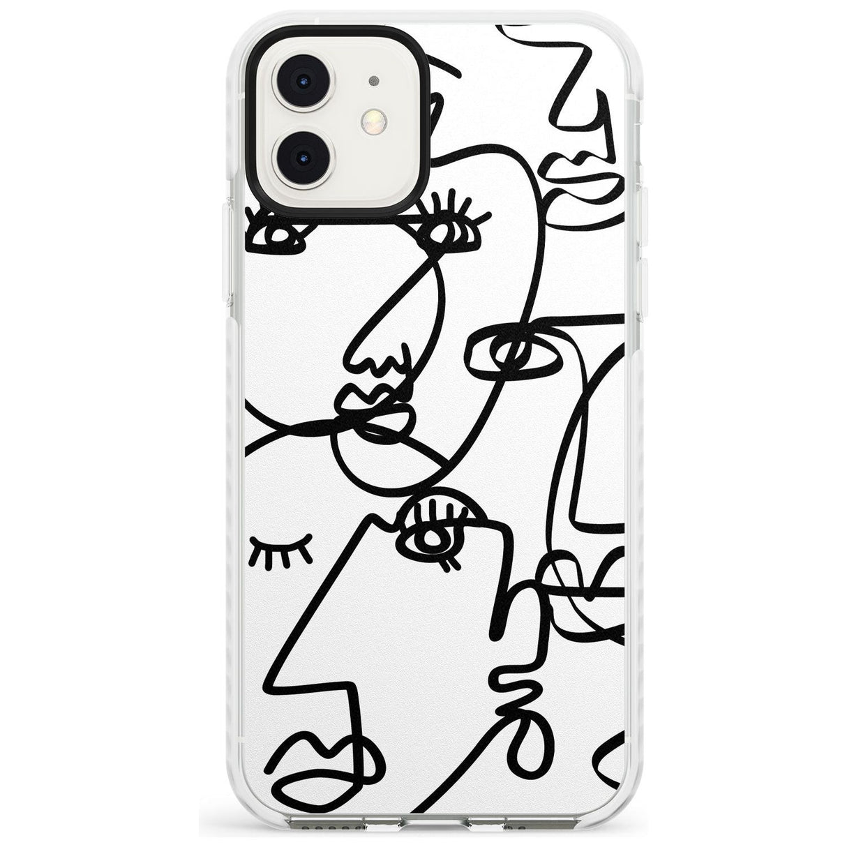 Continuous Line Faces: Black on White Slim TPU Phone Case for iPhone 11