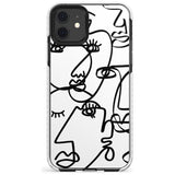 Continuous Line Faces: Black on White Slim TPU Phone Case for iPhone 11