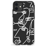 Continuous Line Faces: White on Clear Slim TPU Phone Case for iPhone 11