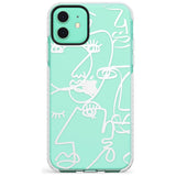 Continuous Line Faces: White on Clear Slim TPU Phone Case for iPhone 11