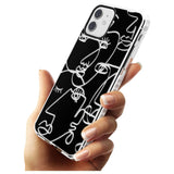 Continuous Line Faces: Clear on Black Slim TPU Phone Case for iPhone 11