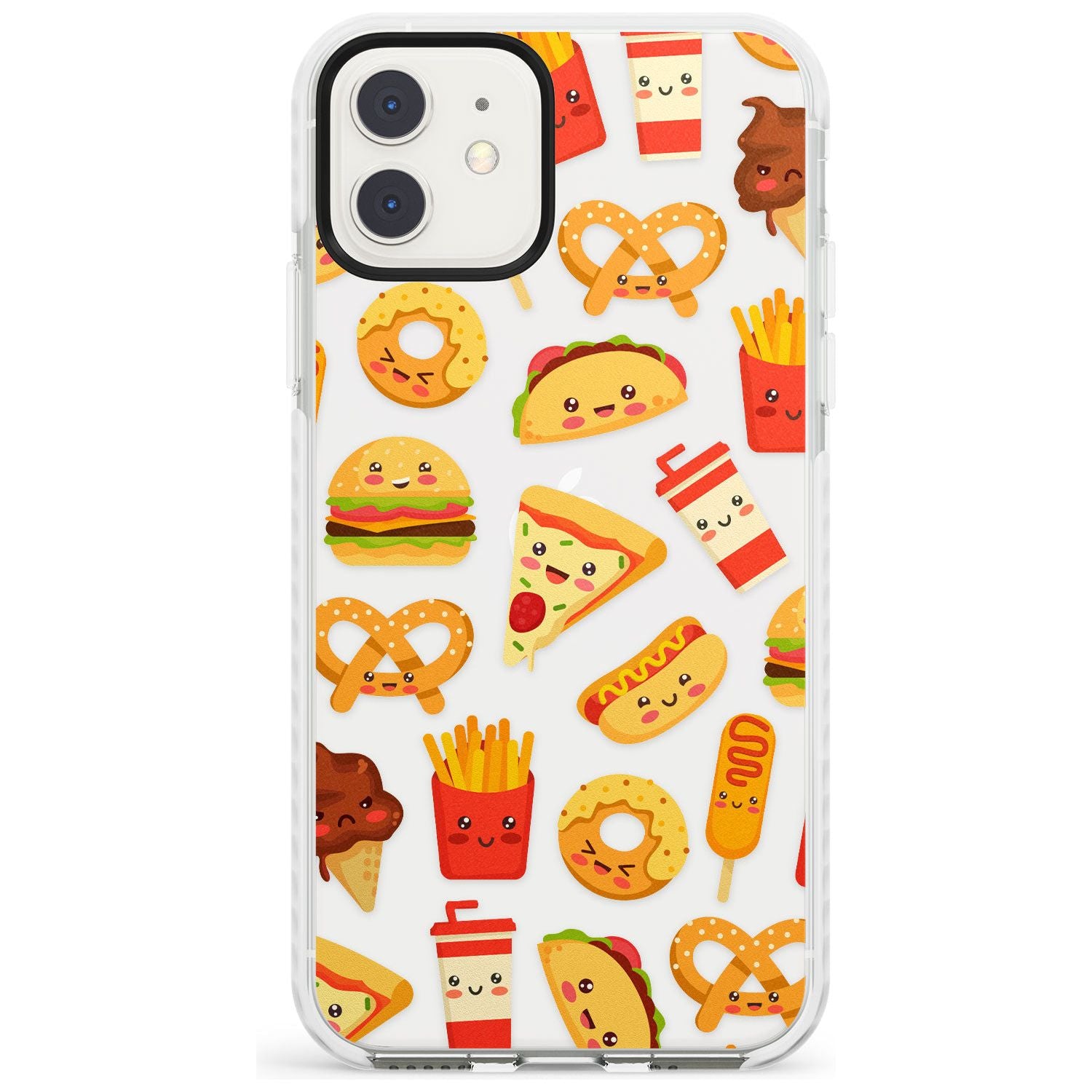 Fast Food Patterns Kawaii Fast Food Mix Phone Case iPhone 11 / Impact Case,iPhone 12 / Impact Case,iPhone 12 Mini / Impact Case Blanc Space