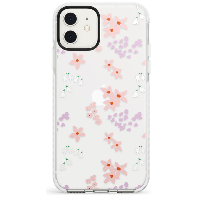 Pink & Purple Flower Mix: Clear Slim TPU Phone Case for iPhone 11