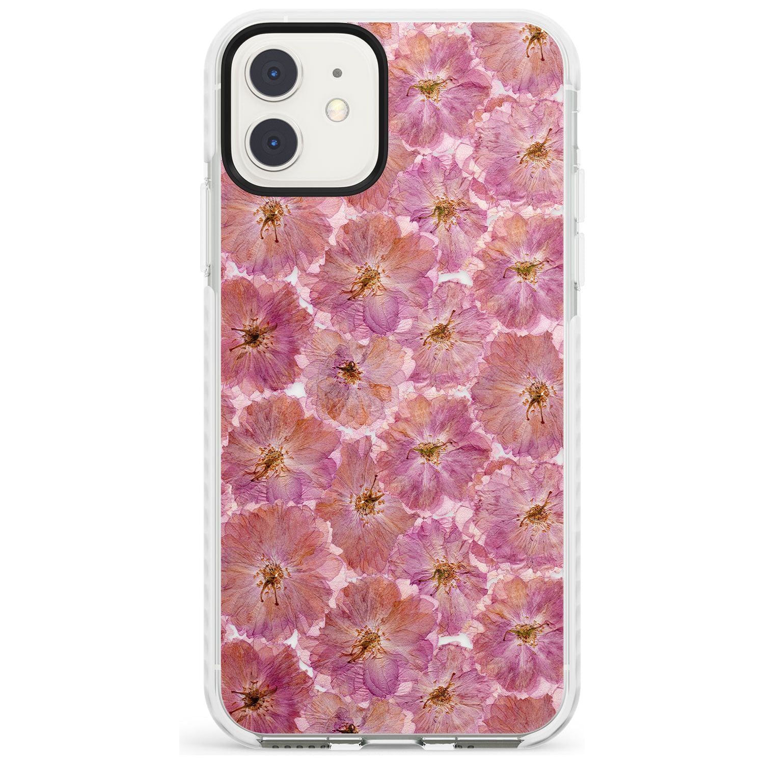 Large Pink Flowers Transparent Design Impact Phone Case for iPhone 11