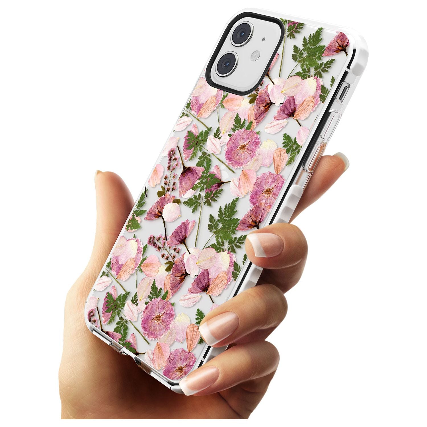 Leafy Floral Pattern Transparent Design Impact Phone Case for iPhone 11