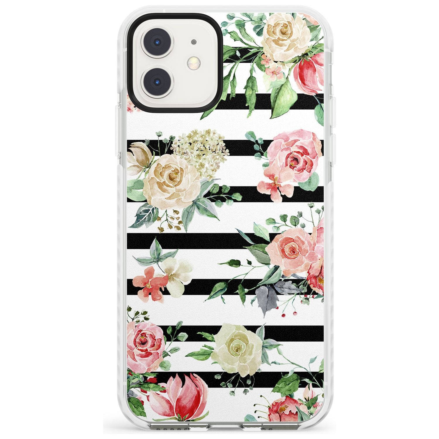 Bold Stripes & Flower Pattern Impact Phone Case for iPhone 11