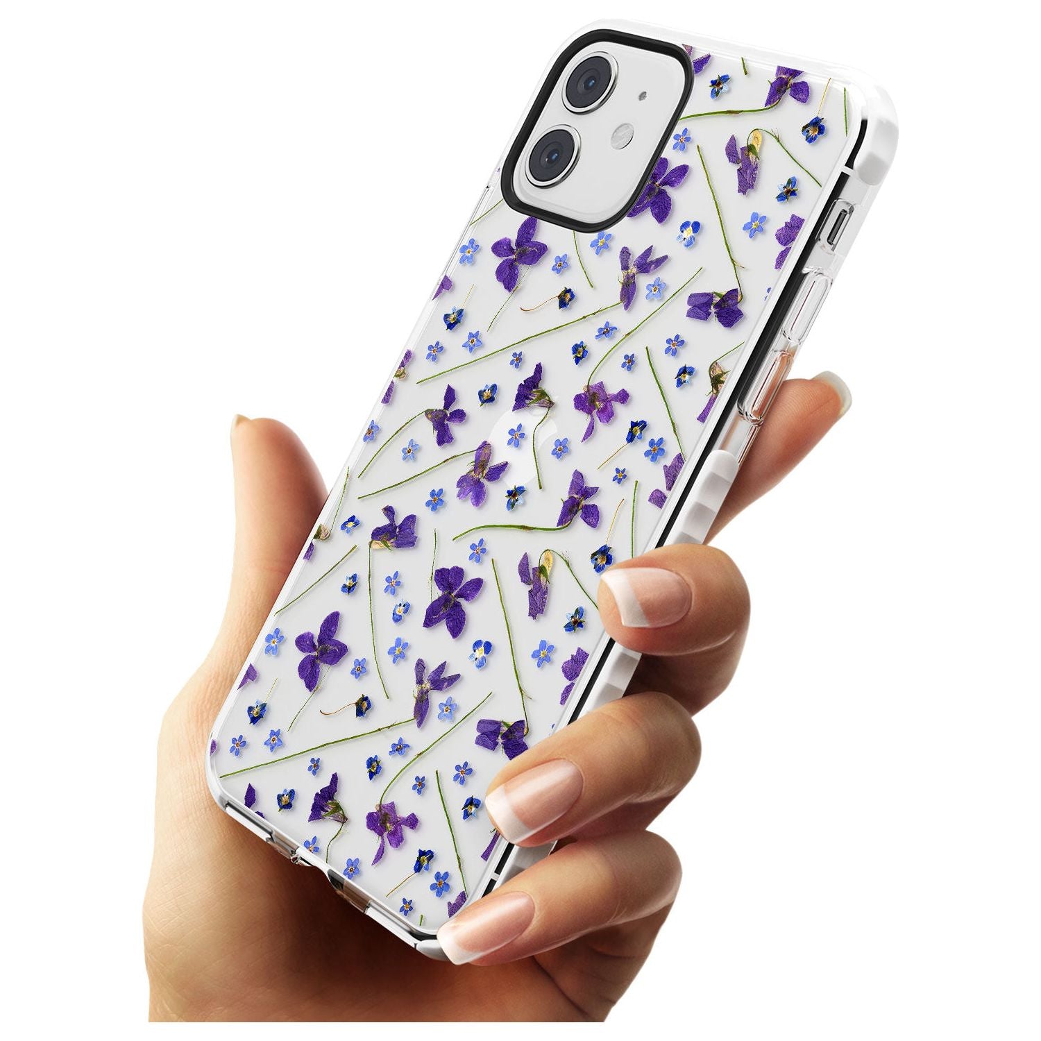 Violet & Blue Floral Pattern Design Impact Phone Case for iPhone 11