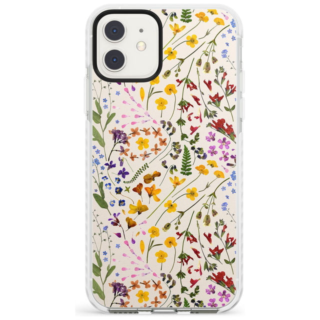 Wildflower & Leaves Cluster Design - Cream Impact Phone Case for iPhone 11