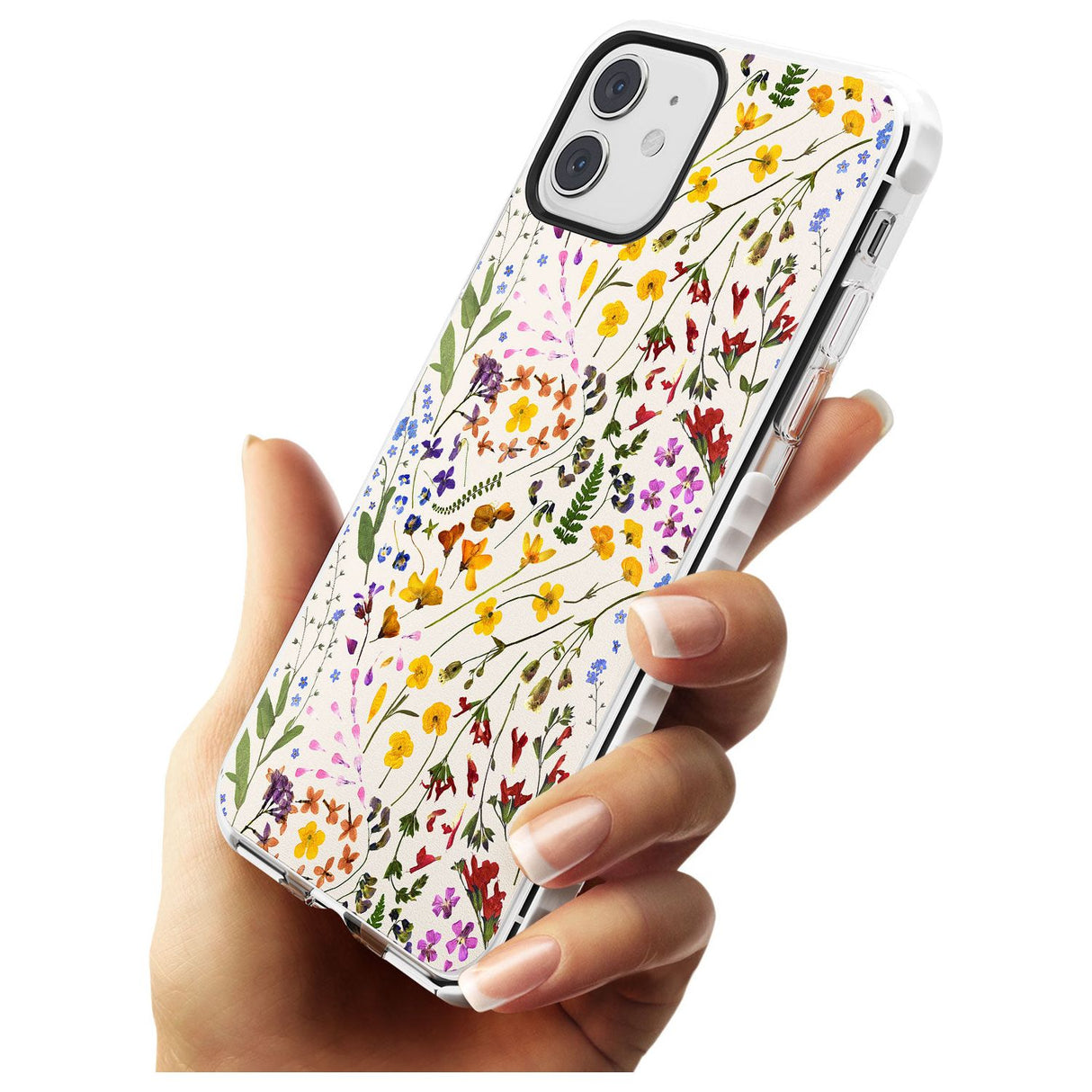 Wildflower & Leaves Cluster Design - Cream Impact Phone Case for iPhone 11
