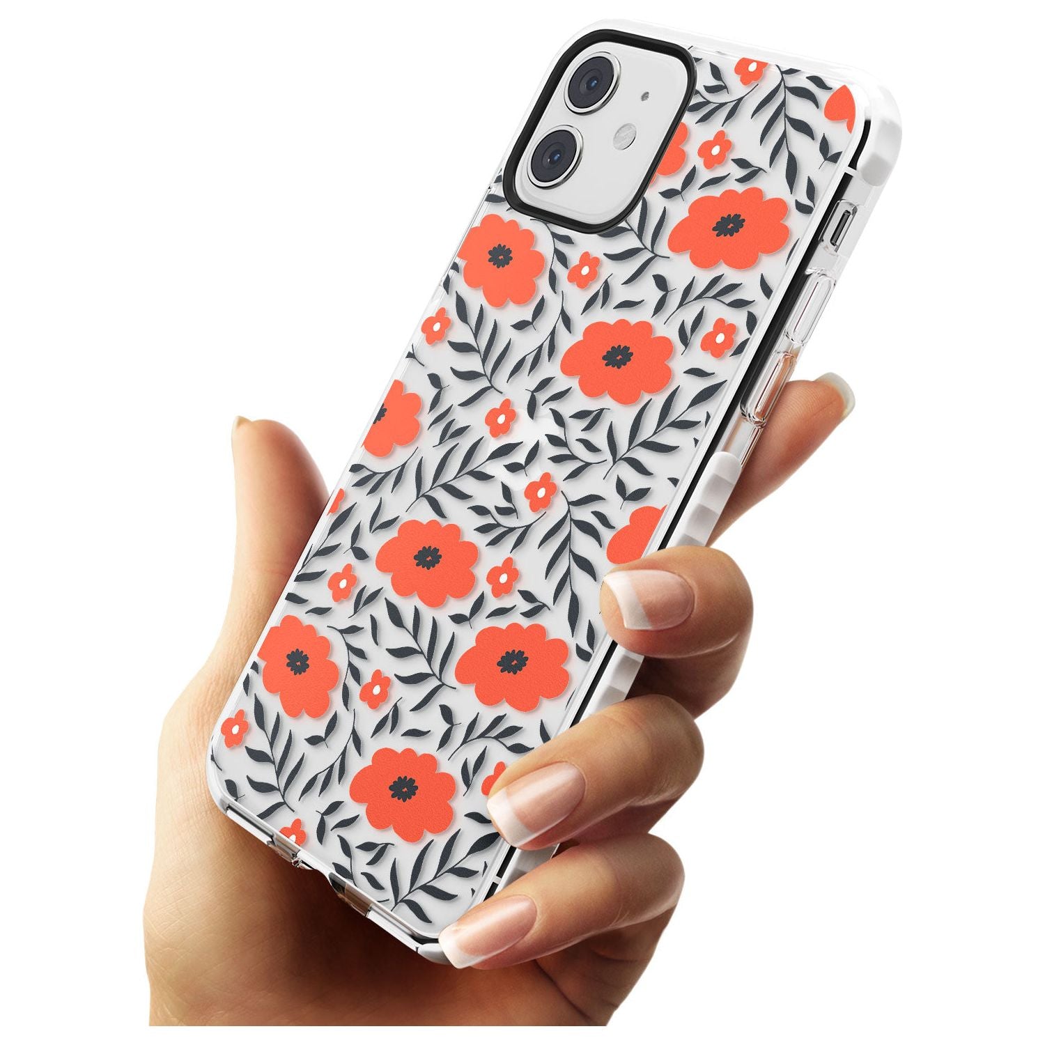 Red Poppy Transparent Floral Impact Phone Case for iPhone 11