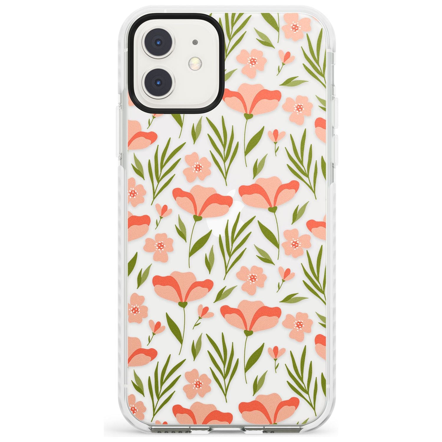 Pink Petals Transparent Floral Impact Phone Case for iPhone 11