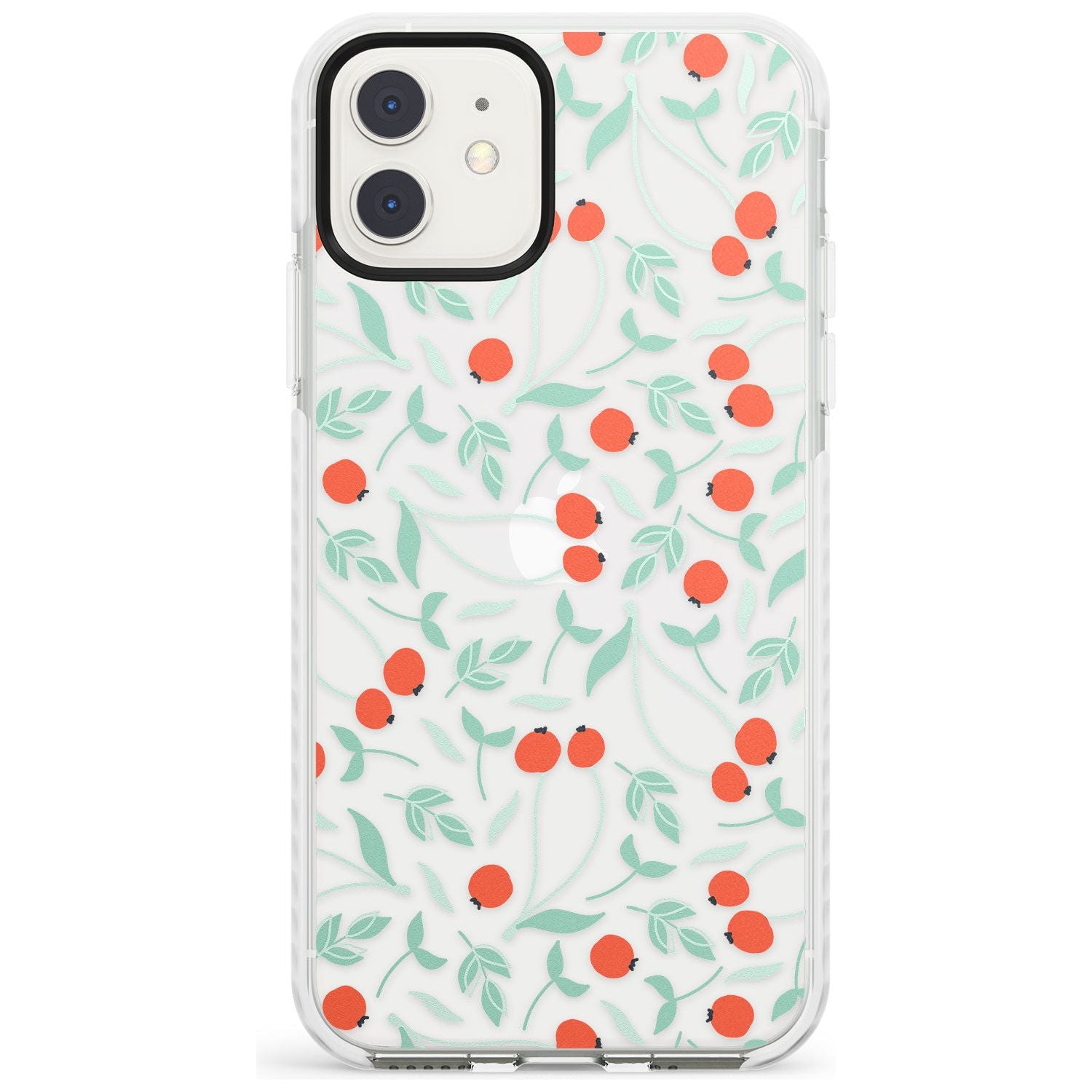 Red Berries Transparent Floral Impact Phone Case for iPhone 11