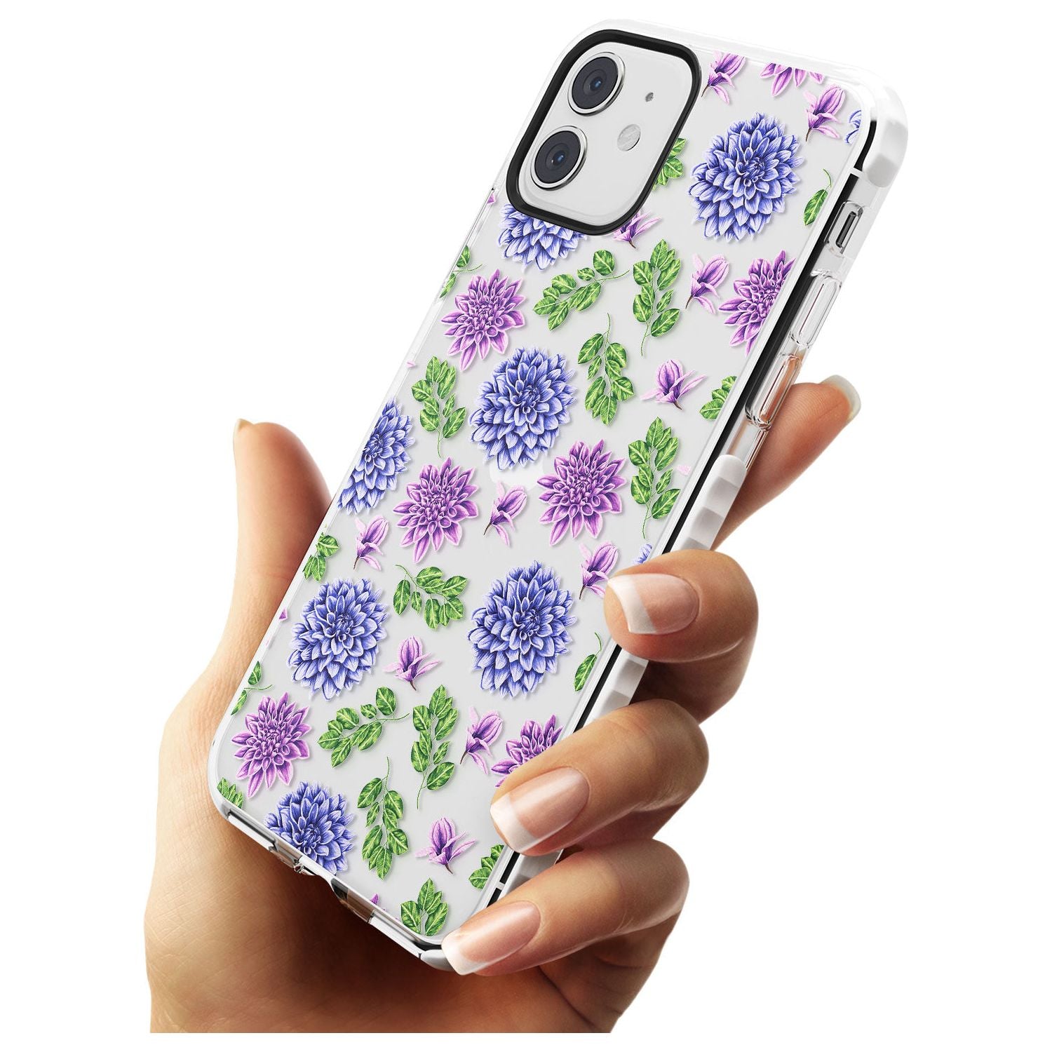 Purple Dahlias Transparent Floral Impact Phone Case for iPhone 11