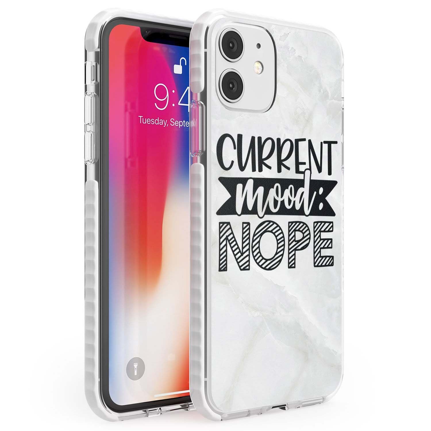 Current Mood NOPE Phone Case iPhone 11 / Impact Case,iPhone 12 / Impact Case,iPhone 12 Mini / Impact Case Blanc Space