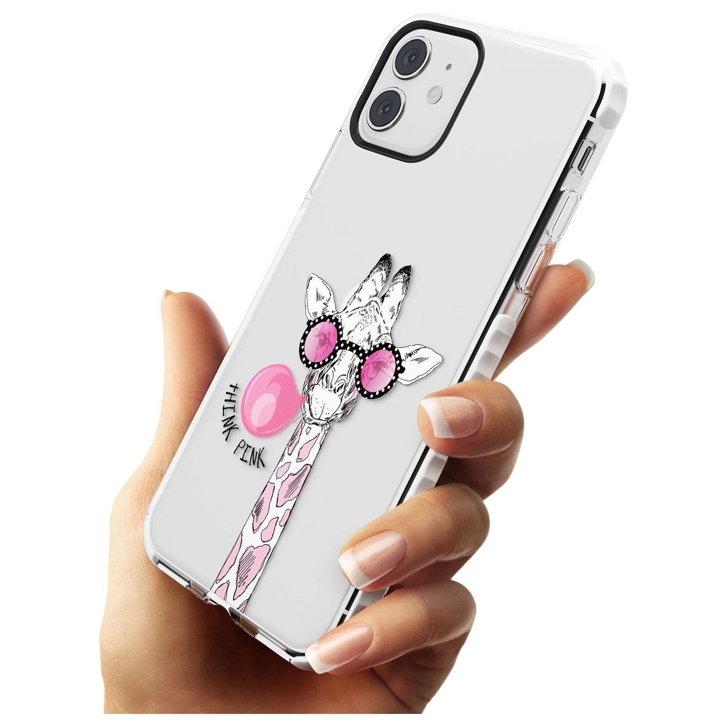 Think Pink Giraffe Impact Phone Case for iPhone 11
